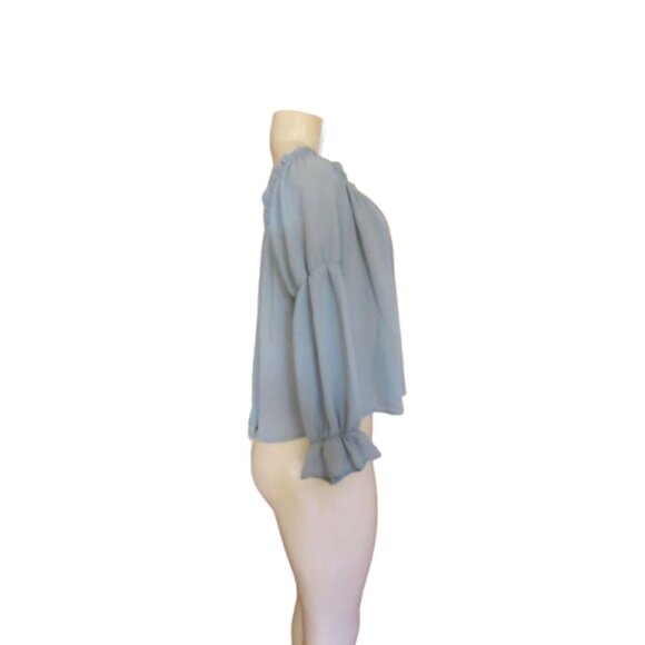 New w Tags Active USA Sage Green Off-Shoulder Peasant Style Blouse Large - Picture 3 of 8